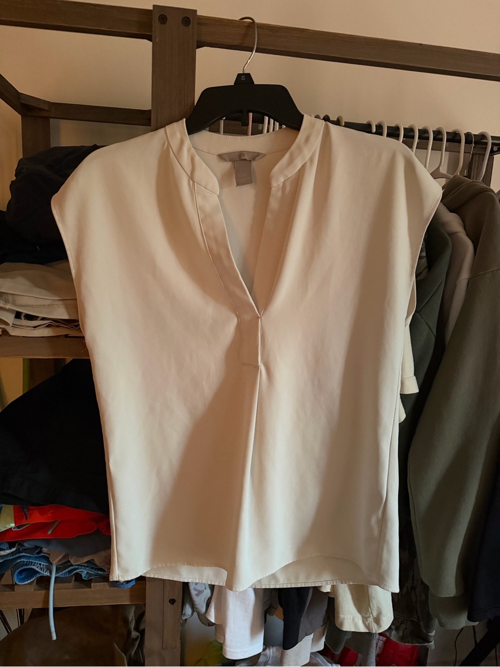 H&M White Split-Neck Blouse
